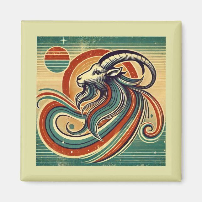 Capricorne Zodiac Magnet Style rétro (Devant)