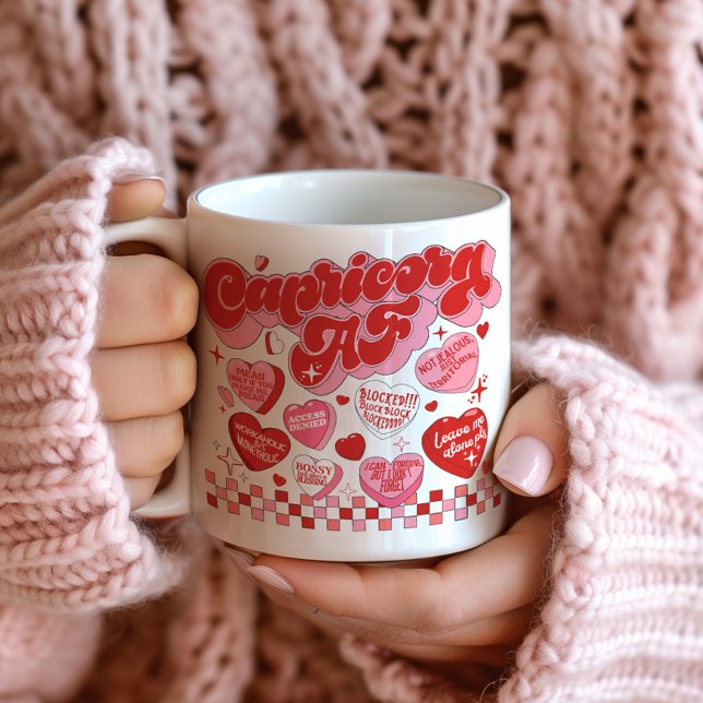 Capricorne Zodiac Traits Retro Valentine Mug (Créateur téléchargé)