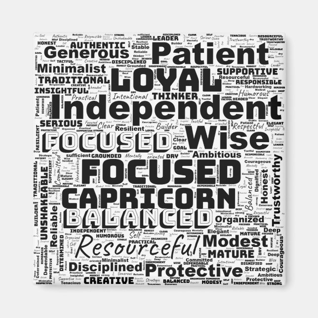 Capricorne Zodiac Word Cloud Inspiration Magnet (Devant)