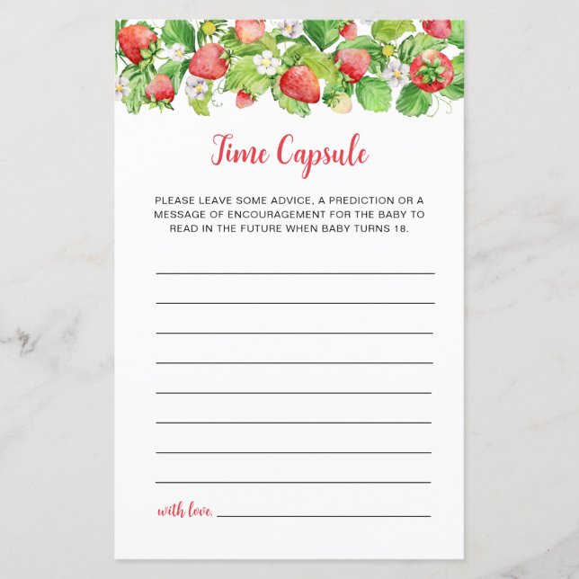 Capsule Temporelle Baby Shower Fraise (Devant)