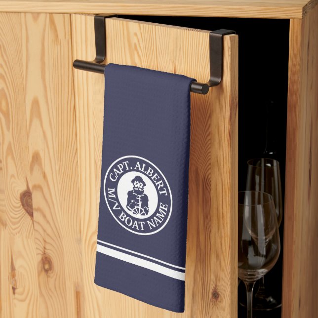 Captain Old Scruff Logo Serviette de cuisine perso (Pliage en tiers)