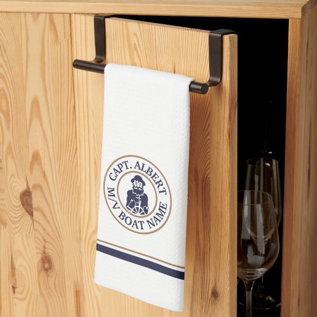 Captain Old Scruff Logo Serviette de cuisine perso (Pliage en tiers)