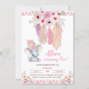 Capteur de rêve rose & invitation d'anniversaire f