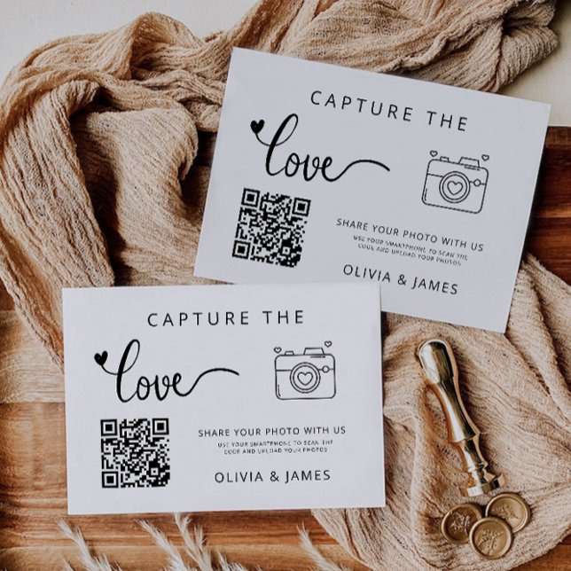 Capturez la carte de code QR Love Mariage, photo (Capture the Love Wedding QR Code Card, Photo)