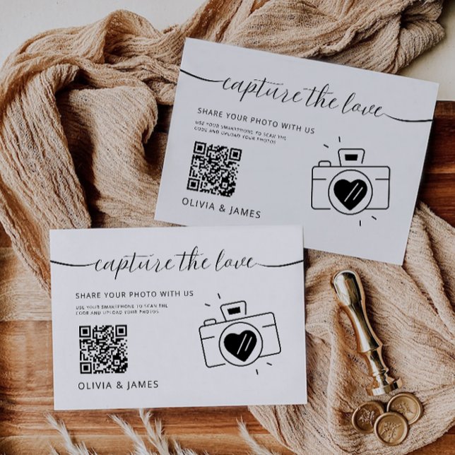 Capturez La Carte Mariage Love QR Code, Minimalist (Capture The Love QR Code Wedding Card, Minimalist)