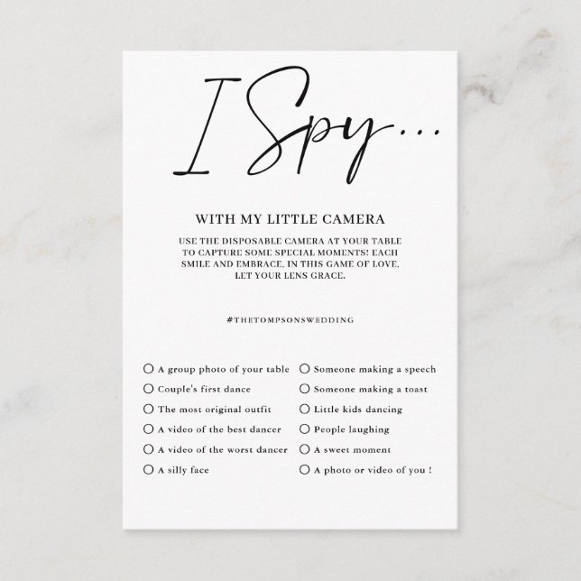 Capturez l'amour Photo Je vois Menu de jeu de mari (Devant)