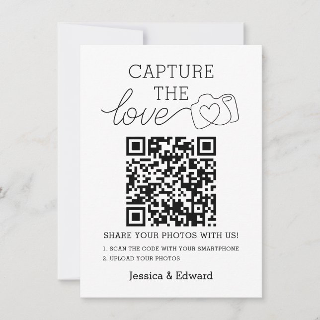 Capturez L'Amour Qr Code Black Chic Mariage modern (Devant)