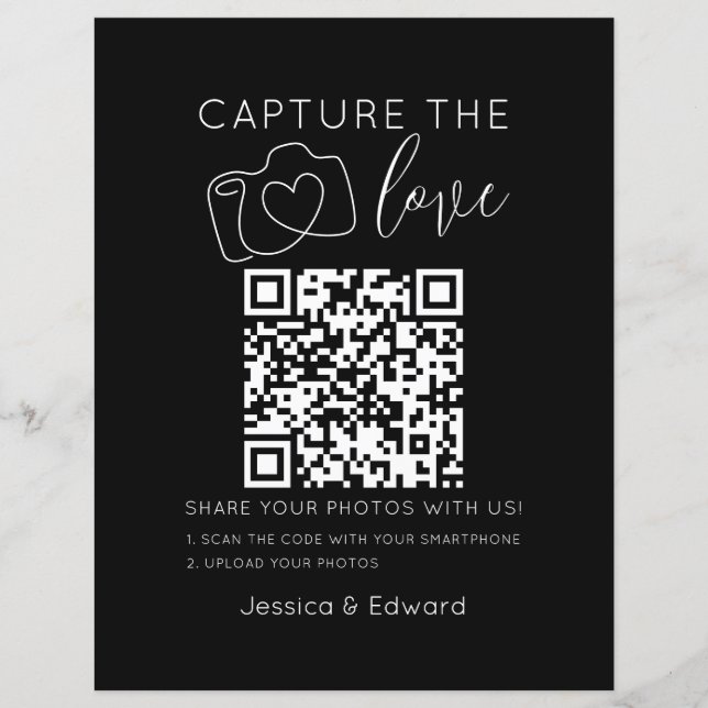 Capturez L'Amour Qr Code Black Chic Mariage modern (Devant)
