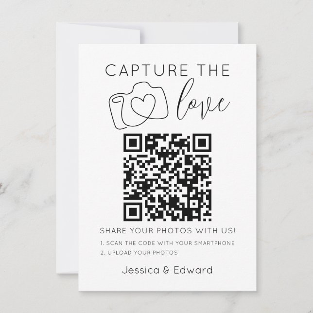 Capturez L'Amour Qr Code Black Chic Mariage modern (Devant)