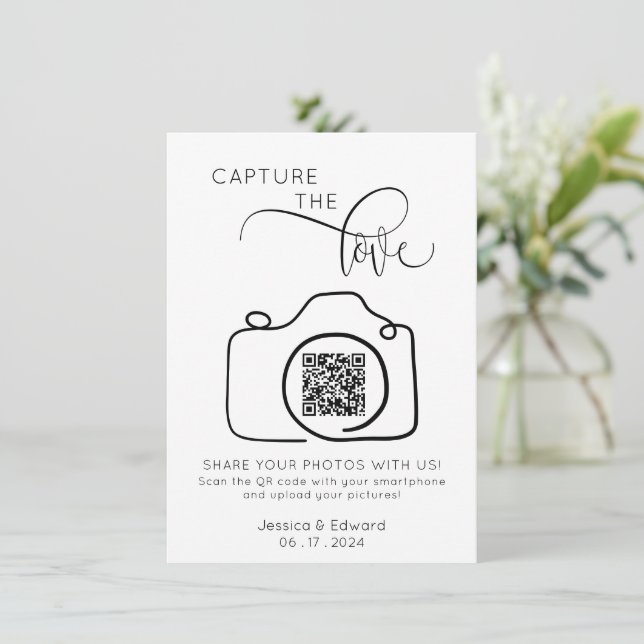 Capturez L'Amour Qr Code Black Chic Mariage modern (Debout devant)