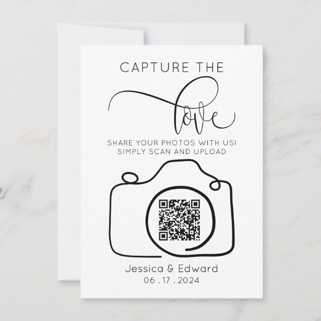 Capturez L'Amour Qr Code Black Chic Mariage modern (Devant)