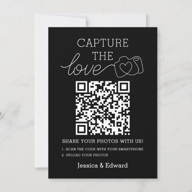 Capturez L'Amour Qr Code Black Chic Mariage modern (Devant)