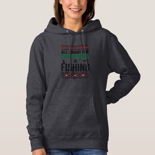Capuche Conception de pull moche de pêche à Noël (Devant)