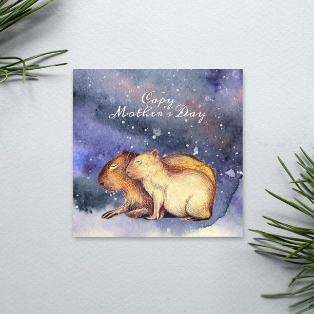 Capy Fête des Mères Capybara Bébé et Maman Carte M (Créateur téléchargé)