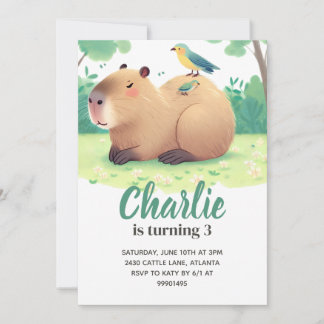 Capybara Birthday Invitation