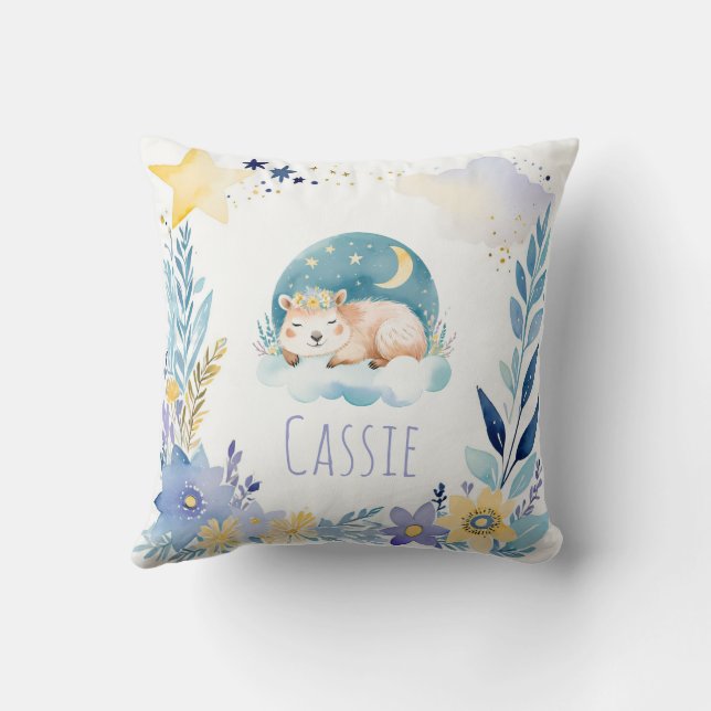 Capybara Boho Nom Coussin de la garderie (Verso)