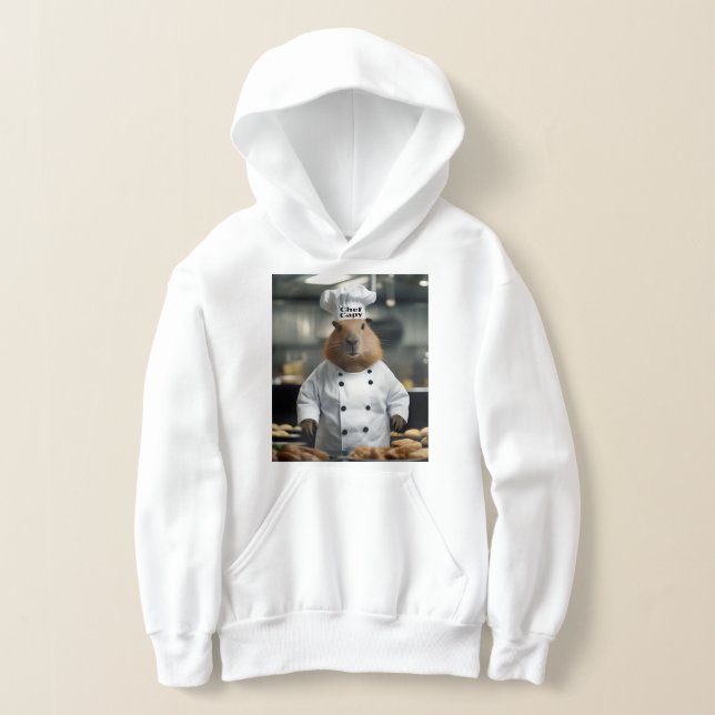 Capybara Chef Drôle, Sweat à Capuche pour Enfants (Poser)