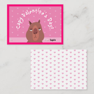Capybara Classroom Carte Saint-Valentin   Rose