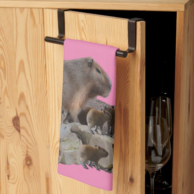 Capybara De Maman Avec Bébés, Serviette De Plat (Pliage en tiers)