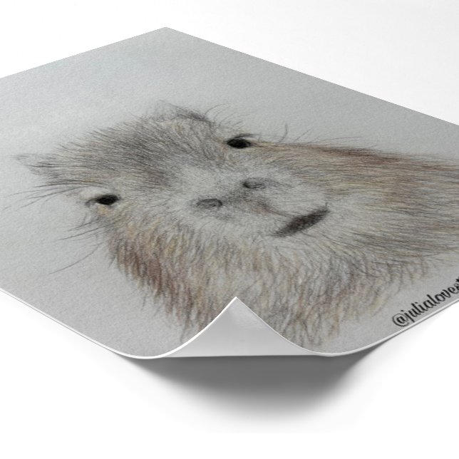 Capybara | Dessin au crayon d'art impression migno (Coin)