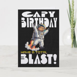 Capybara drôle dans l'espace Carte d'anniversaire 