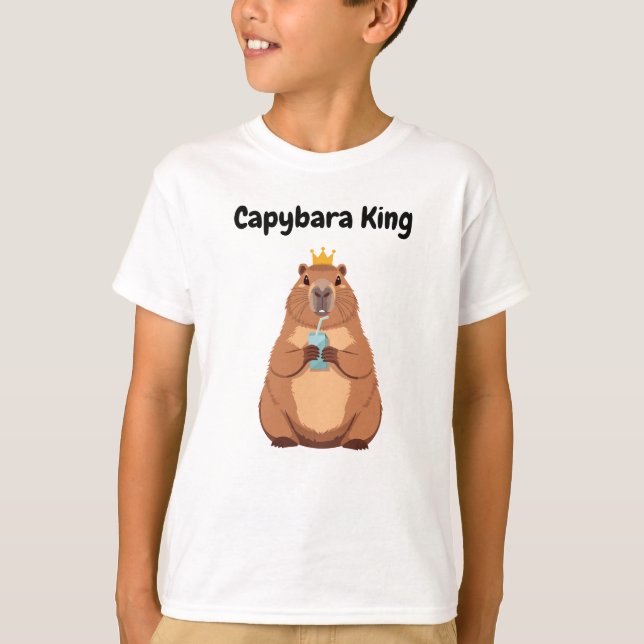 Capybara King Kids T-Shirt – Cute Crown Animal Tee (Devant)
