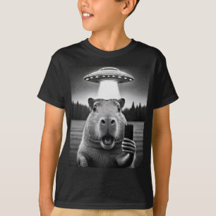 Capybara Selfie Ufo Invasion T-shirt Garçon Funny
