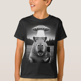 Capybara Selfie Ufo Invasion T-shirt Garçon Funny