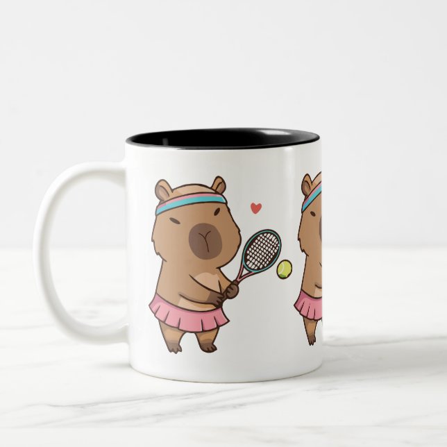 Capybara Tennis Mug | Drôle Sports Lover Café (Gauche)