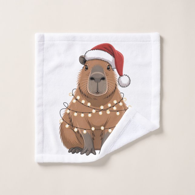 Capybara Xmas Correspondant drôle Père Noël (Gant de toilette)