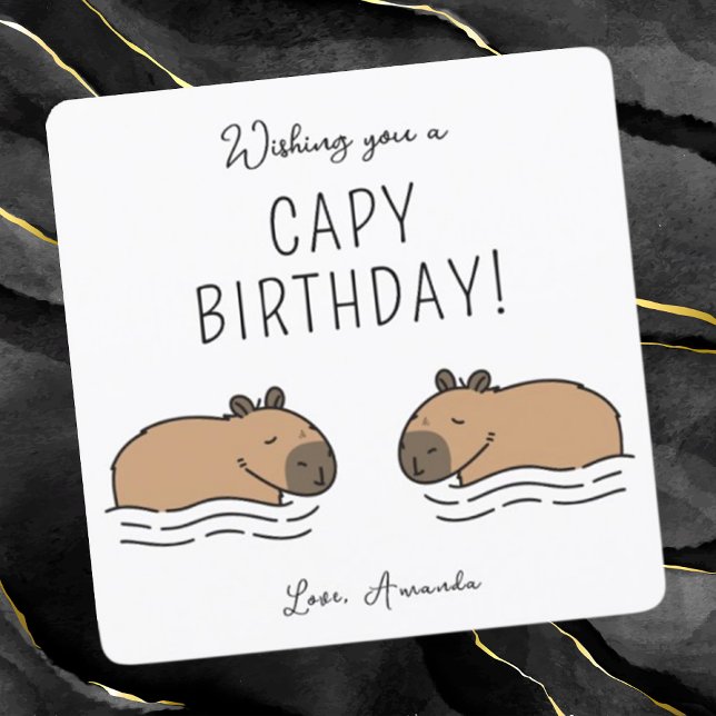 Capybaras Mignons Nageant Carte D'anniversaire Cap (Créateur téléchargé)