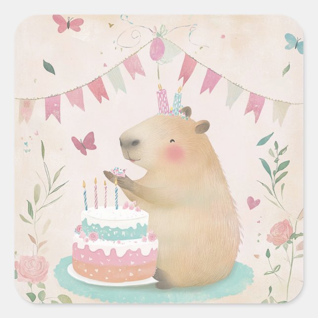Capybura Anniversaire Bash Kids Party Stickers (Devant)