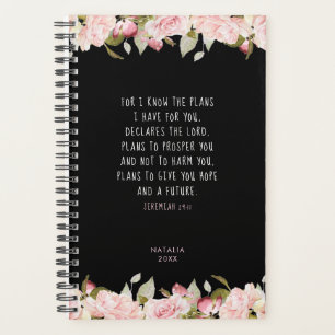 Car je connais les plans Pink Floral Bible Verse