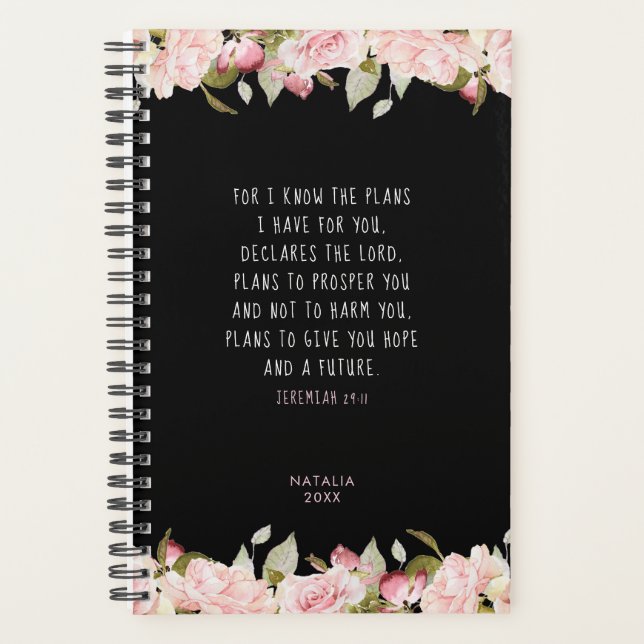 Car je connais les plans Pink Floral Bible Verse (Devant)