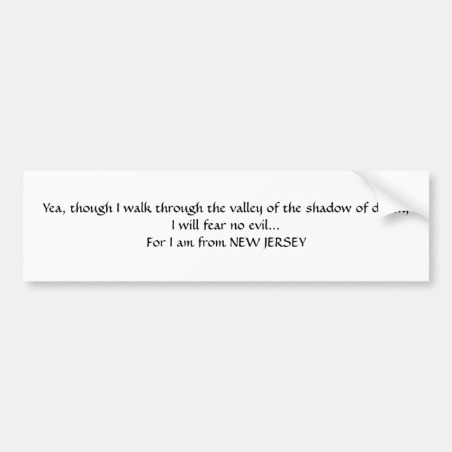 Car Je Suis De New Jersey Bumper Sticker I (Devant)