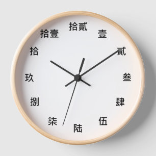 Caractère chinois Mur Bois Horloge