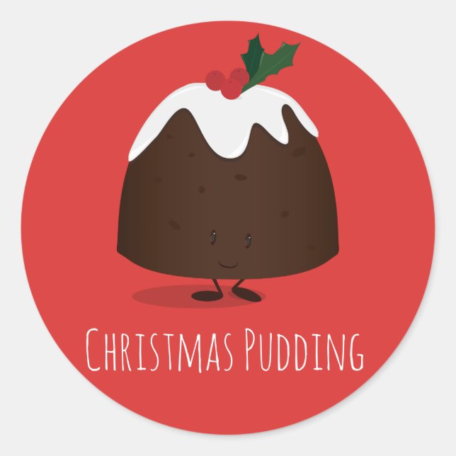 Caractère de dessin de Noël Pudding | Sticker (Devant)