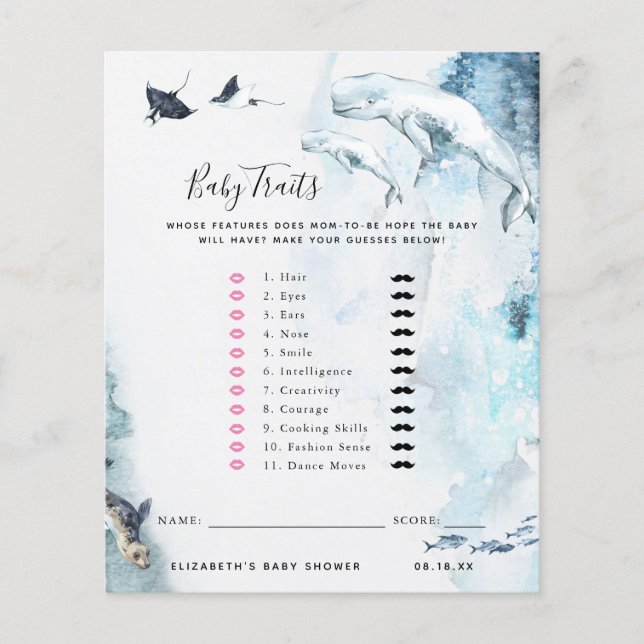 Caractères de Bébé | Jeu de Baby Shower (Devant)