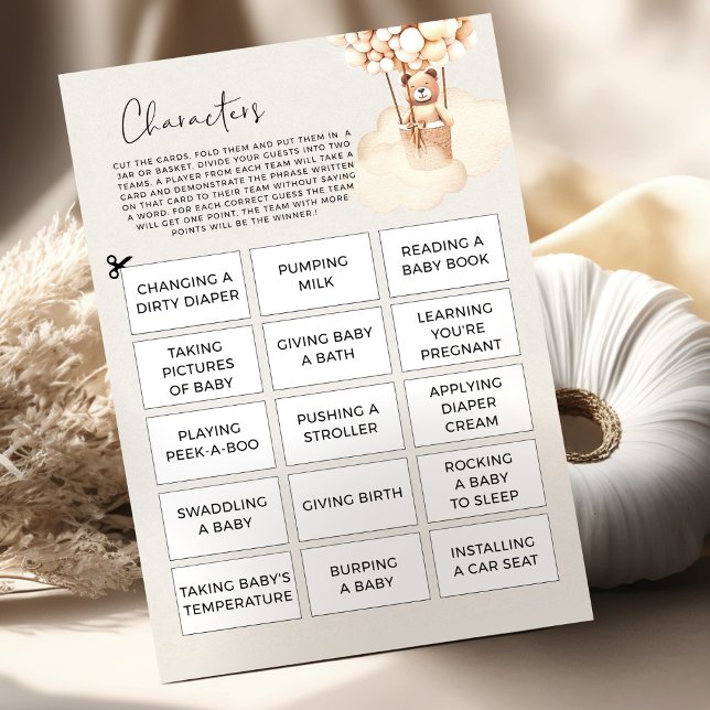 Caractères du jeu Baby shower d'ours (Créateur téléchargé)