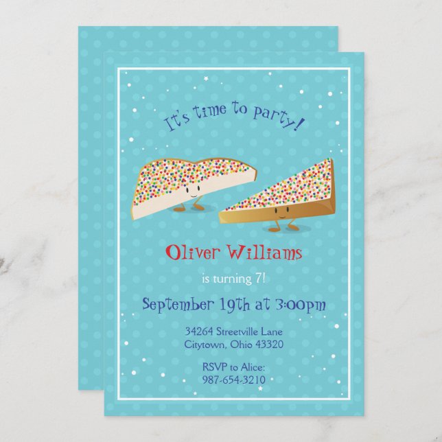 Caractères Fairy Bread | Invitation d'anniversaire (Devant / Derrière)