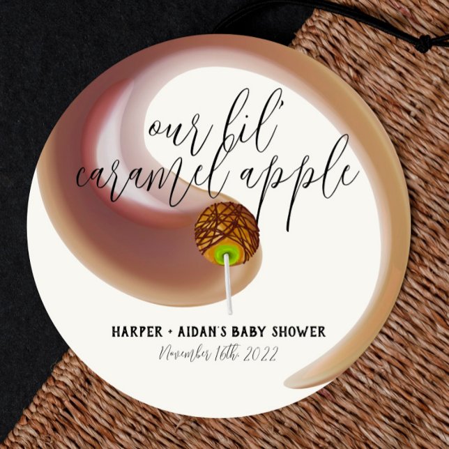Caramel Apple - Green Baby Shower Favor Sticker (Créateur téléchargé)