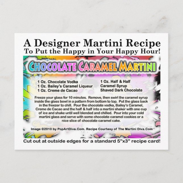 Caramel au chocolat Martini Recette Carte postale (Devant)