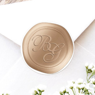 Caramel Calligraphie Monogramme Stickers cire