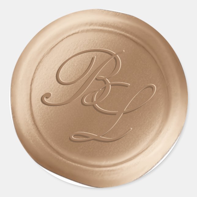 Caramel Double Monogramme Faux Stickers Cire (Devant)