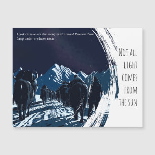 Caravane de yaks éclairée par la lune Everest Hima