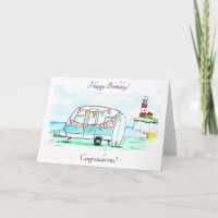 Caravane et Bunting carte d'anniversaire