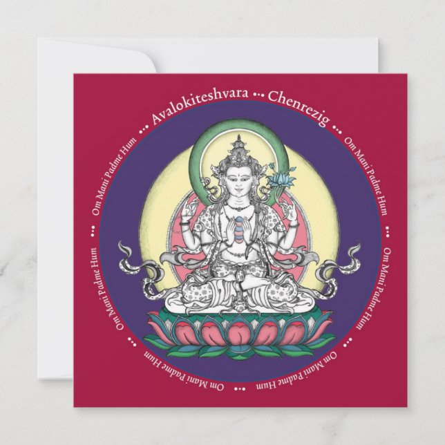 CARD Chenrezig / Avalokiteshvara - avec enveloppe (Devant)