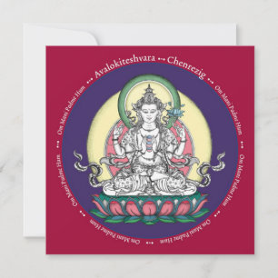 CARD Chenrezig / Avalokiteshvara - avec enveloppe