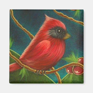 CARDELLINO ROUGE OISEAU MAGNET