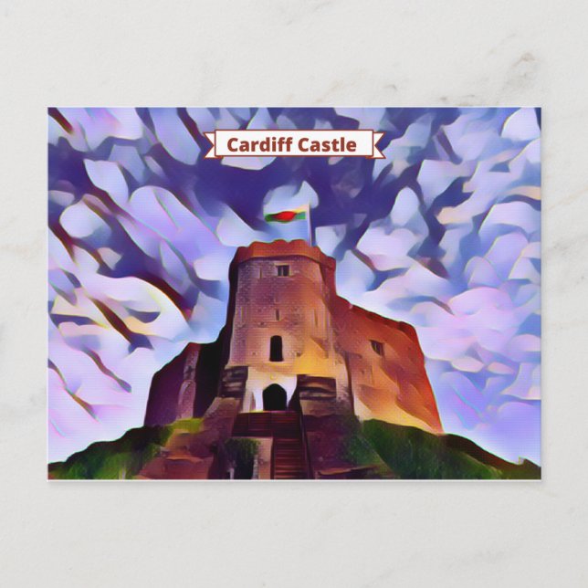 Cardiff Castle, Pays de Galles, carte postale brit (Devant)